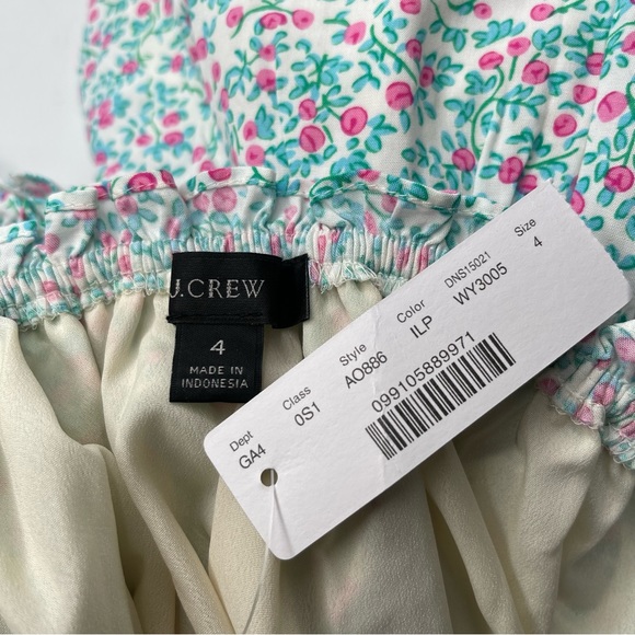 J. Crew Puff Sleeve Midi Dress Prairie Blue Floral Smocked, New w/ Tags, Size 4 - Picture 10 of 15